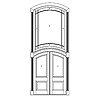 1-lite over 1-panel radius double door with tall radius top transom
Unit Dimension 74" x 199-5/8"
Door Dimension 36" x 95-1/4"
Panels - raised
Glazing - Temp. Low-e beveled IG @ doors, Low-e IG 